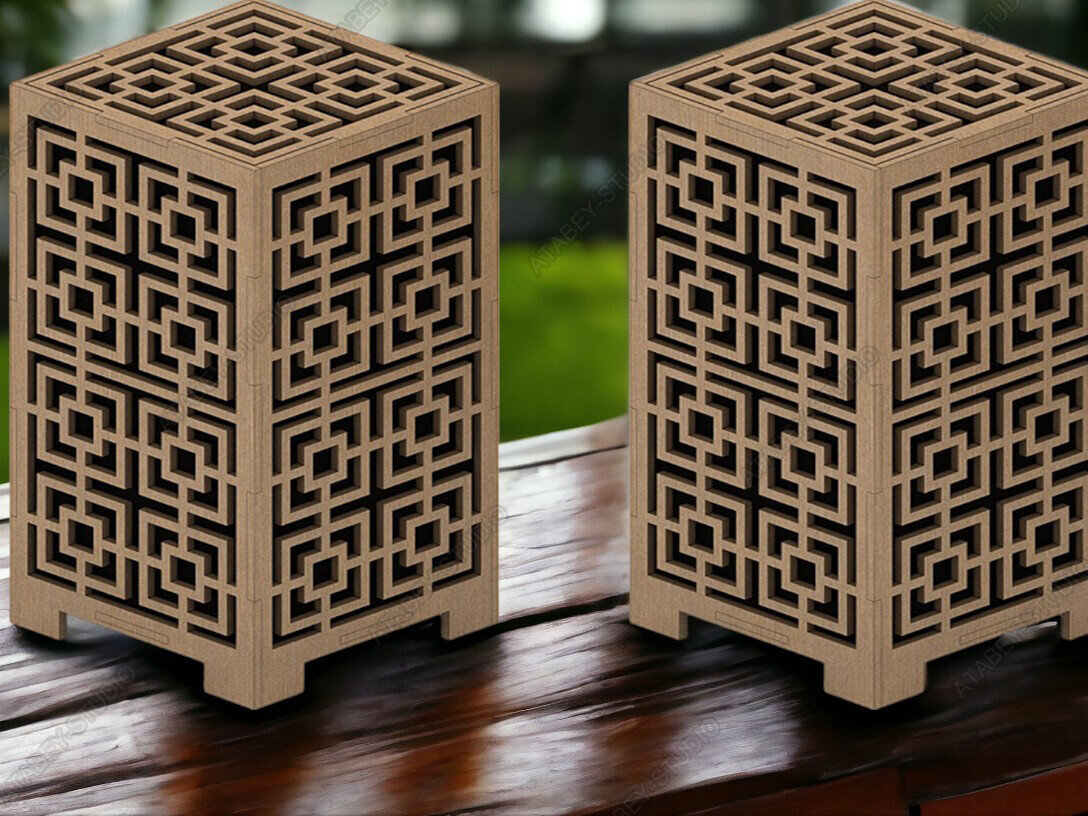 Intra απο ξύλο plywood  Χρώμα wenge 3mm-4mm πάχος - DIY Ξύλινα Φωτιστικά Επιτραπέζιου &amp; Φαναριού Δίασταση 4x4 cm INTRAFABR-106333813