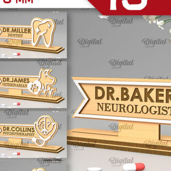 Intra απο ξύλο plywood  Χρώμα wenge 3mm-4mm πάχος - Δέσμη κοπής με λέιζερ πινακίδες γραφείου Doctors Δίασταση 30x20 cm INTRAFABR-117525219 - Image 1