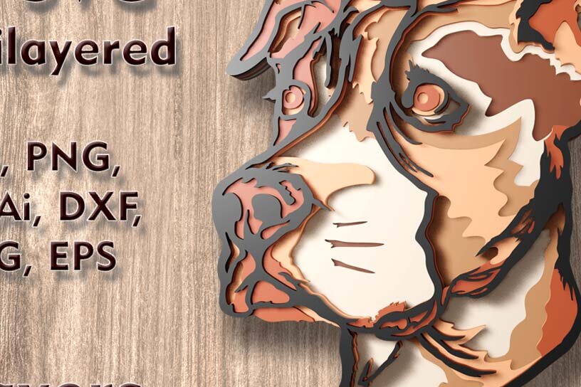 Intra απο ξύλο plywood  Χρώμα wenge 3mm-4mm πάχος - λέιζερ πολλαπλών επιπέδων 3D Dog Δίασταση 10x9 cm INTRAFABR-71856267