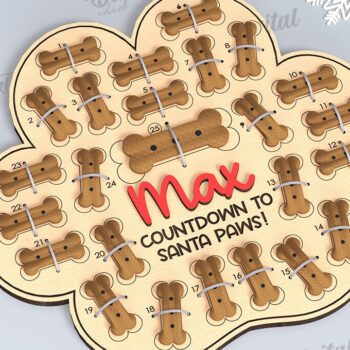 Intra απο ξύλο plywood  Χρώμα wenge 3mm-4mm πάχος - Dog Advent Calendar με λέιζερ Δίασταση 30x20 cm INTRAFABR-81842965 - Image 1