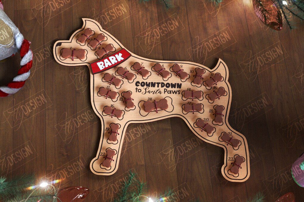 Intra απο ξύλο plywood  Χρώμα wenge 3mm-4mm πάχος - Ημερολόγιο Advent Dog | Δώρο για κατοικίδια | Λιχουδιές Δίασταση 15x15 cm INTRAFABR-72392313