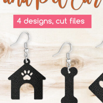 Intra απο ξύλο plywood  Χρώμα wenge 3mm-4mm πάχος - Σκουλαρίκια για σκυλάκια και κατοικίδια Cut Files Δίασταση 3x3 cm INTRAFABR-98597282 - Image 1