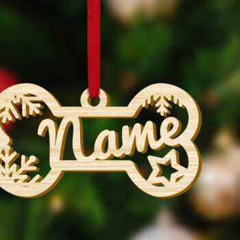 Intra απο ξύλο plywood  Χρώμα wenge 3mm-4mm πάχος - Χριστουγεννιάτικο στολίδι με κόκκαλο σκύλου Δίασταση 8x2 cm INTRAFABR-110438033 - Image 1