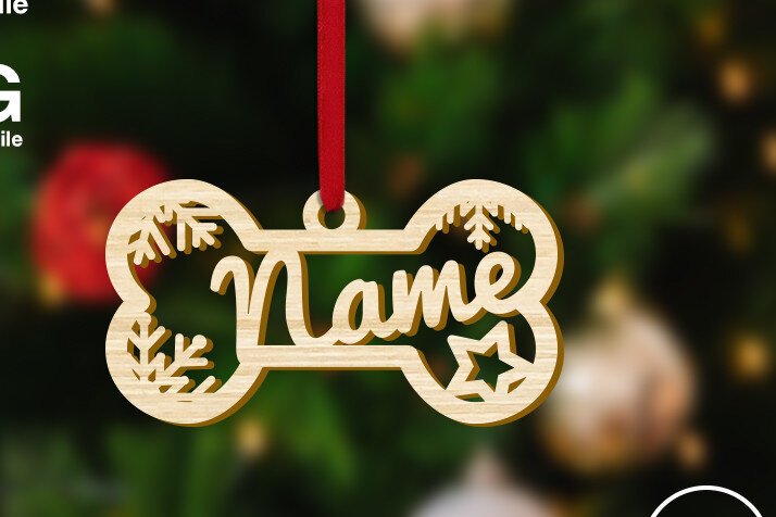 Intra απο ξύλο plywood  Χρώμα wenge 3mm-4mm πάχος - Χριστουγεννιάτικο στολίδι με κόκκαλο σκύλου Δίασταση 8x2 cm INTRAFABR-110438033