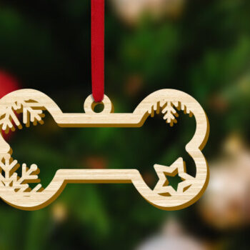 Intra απο ξύλο plywood  Χρώμα wenge 3mm-4mm πάχος - Χριστουγεννιάτικο στολίδι με κόκκαλο σκύλου Δίασταση 8x2 cm INTRAFABR-110438033 - Image 2