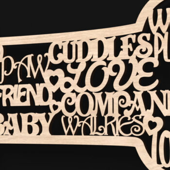 Intra απο ξύλο plywood  Χρώμα wenge 3mm-4mm πάχος - με λέιζερ με λέξεις οστών σκύλου Δίασταση 4x4 cm INTRAFABR-110496963 - Image 3