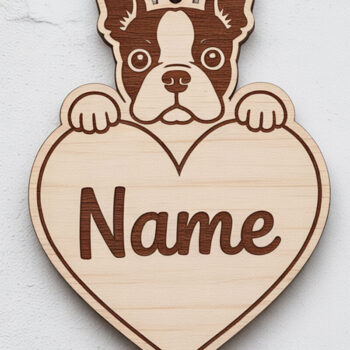 Intra απο ξύλο plywood  Χρώμα wenge 3mm-4mm πάχος - Μπρελόκ με ετικέτα ονόματος ράτσας σκύλου Δίασταση 4x4 cm INTRAFABR-80235606 - Image 6