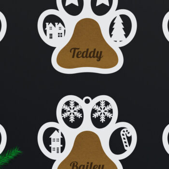 Intra απο ξύλο plywood  Χρώμα wenge 3mm-4mm πάχος - κοπής με λέιζερ Χριστουγεννιάτικο στολίδι σκύλου Δίασταση 6x6 cm INTRAFABR-122810259 - Image 1