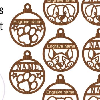 Intra απο ξύλο plywood Χρώμα wenge 3mm-4mm πάχος - Χριστουγεννιάτικα στολίδια σκύλου, 4 χαριτωμένα σχέδια Δίασταση 6x6 cm INTRAFABR-74269754 - Image 3