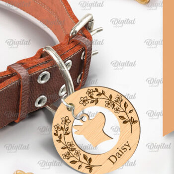 Intra απο ξύλο plywood  Χρώμα wenge 3mm-4mm πάχος - με κολάρο σκύλου. Ετικέτα ονόματος σκύλου Δίασταση 30x20 cm INTRAFABR-74269784 - Image 1