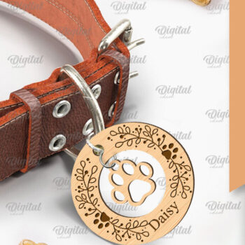 Intra απο ξύλο plywood  Χρώμα wenge 3mm-4mm πάχος - με κολάρο σκύλου. Ετικέτα ονόματος σκύλου Δίασταση 30x20 cm INTRAFABR-74485419 - Image 1