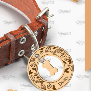 Intra απο ξύλο plywood  Χρώμα wenge 3mm-4mm πάχος - με κολάρο σκύλου. Ετικέτα ονόματος σκύλου Δίασταση 30x20 cm INTRAFABR-74269716 - Image 1