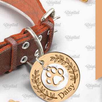 Intra απο ξύλο plywood  Χρώμα wenge 3mm-4mm πάχος - με κολάρο σκύλου. Ετικέτα ονόματος σκύλου Δίασταση 30x20 cm INTRAFABR-10654116 - Image 1