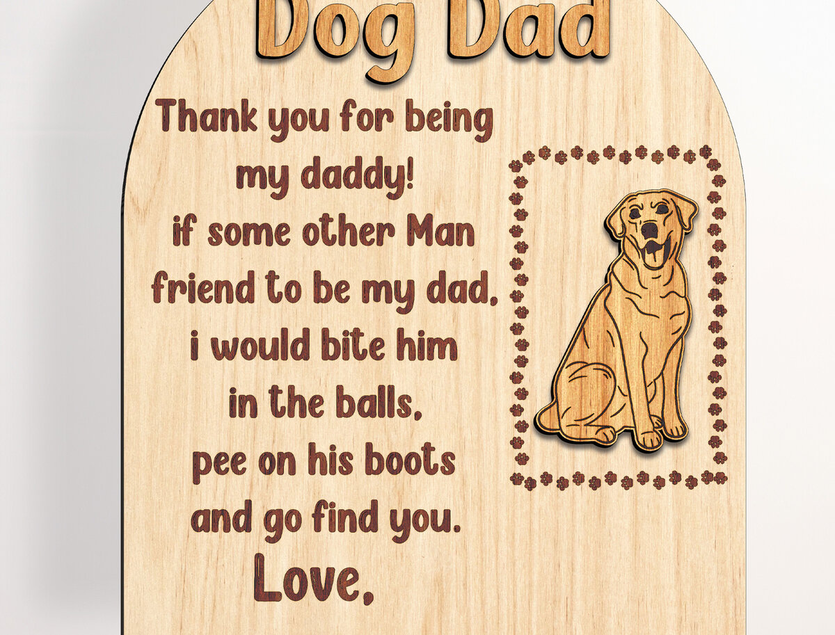 Intra απο ξύλο plywood  Χρώμα wenge 3mm-4mm πάχος - Dog Dad Ξύλινη επιγραφή Δίασταση 20x20 cm INTRAFABR-94072987