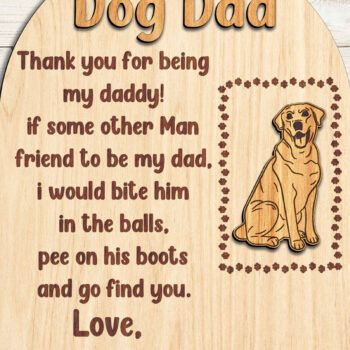 Intra απο ξύλο plywood  Χρώμα wenge 3mm-4mm πάχος - Dog Dad Ξύλινη επιγραφή Δίασταση 20x20 cm INTRAFABR-94072987 - Image 2