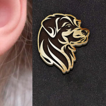 Intra απο ξύλο plywood Χρώμα wenge 3mm-4mm πάχος - Σκουλαρίκια σκυλιών . Boho Earrings La Δίασταση 3x3 cm INTRAFABR-89711850 - Image 1