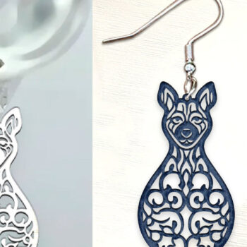 Intra απο ξύλο plywood Χρώμα wenge 3mm-4mm πάχος - Σκουλαρίκια σκυλιών . Σιλουέτα σκύλου Δίασταση 3x3 cm INTRAFABR-120218018 - Image 1