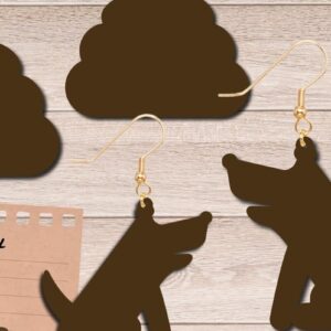 Intra απο ξύλο plywood  Χρώμα wenge 3mm-4mm πάχος - Dog Earrings , Dog Lovers Δίασταση 3x3 cm INTRAFABR-90233038