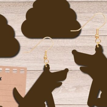 Intra απο ξύλο plywood Χρώμα wenge 3mm-4mm πάχος - Dog Earrings , Dog Lovers Δίασταση 3x3 cm INTRAFABR-90233038 - Image 1