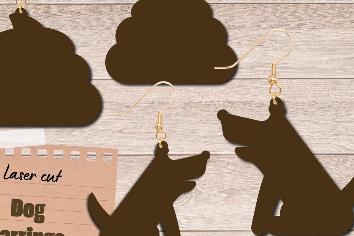 Intra απο ξύλο plywood  Χρώμα wenge 3mm-4mm πάχος - Dog Earrings , Dog Lovers Δίασταση 3x3 cm INTRAFABR-90233038