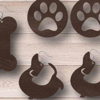 Intra απο ξύλο plywood Χρώμα wenge 3mm-4mm πάχος - Dog Earrings , Dog Lovers Δίασταση 3x3 cm INTRAFABR-54483239 - Image 2