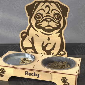 Intra απο ξύλο plywood  Χρώμα wenge 3mm-4mm πάχος - Βάση μπολ τροφής για σκύλους | Θήκη για μπολ φαγητού Δίασταση 20x20 cm INTRAFABR-70977326 - Image 1