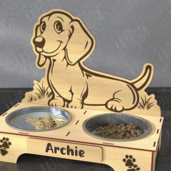 Intra απο ξύλο plywood  Χρώμα wenge 3mm-4mm πάχος - Βάση μπολ τροφής για σκύλους | Θήκη για μπολ φαγητού Δίασταση 20x20 cm INTRAFABR-70996838 - Image 1