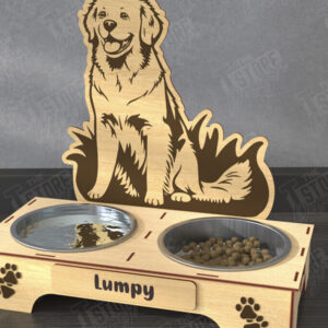 Intra απο ξύλο plywood  Χρώμα wenge 3mm-4mm πάχος - Βάση μπολ τροφής για σκύλους | Θήκη για μπολ φαγητού Δίασταση 20x20 cm INTRAFABR-70972791