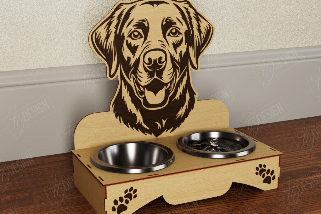 Intra απο ξύλο plywood  Χρώμα wenge 3mm-4mm πάχος - Βάση μπολ τροφής για σκύλους | Θήκη για μπολ φαγητού Δίασταση 30x20 cm INTRAFABR-74984779