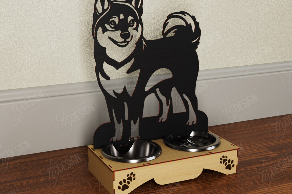 Intra απο ξύλο plywood  Χρώμα wenge 3mm-4mm πάχος - Βάση μπολ τροφής για σκύλους | Θήκη για μπολ φαγητού Δίασταση 30x20 cm INTRAFABR-74903427