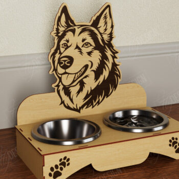 Intra απο ξύλο plywood  Χρώμα wenge 3mm-4mm πάχος - Βάση μπολ τροφής για σκύλους | Θήκη για μπολ φαγητού Δίασταση 30x20 cm INTRAFABR-101097172 - Image 1