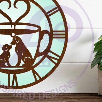 Intra απο ξύλο plywood  Χρώμα wenge 3mm-4mm πάχος - Dog Friendly Cafe Ρολόι τοίχου με λέιζερ Δίασταση 30x20 cm INTRAFABR-103878299 - Image 1