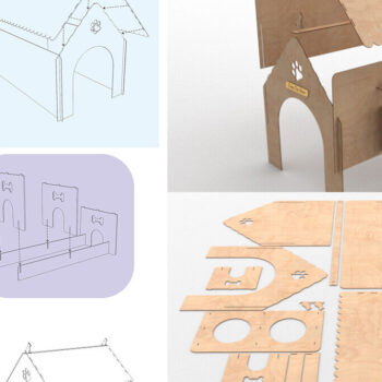 Intra απο ξύλο plywood  Χρώμα wenge 3mm-4mm πάχος - Σπίτι για σκύλους, με λέιζερ, , Laser Δίασταση 20x20 cm INTRAFABR-93935848 - Image 2