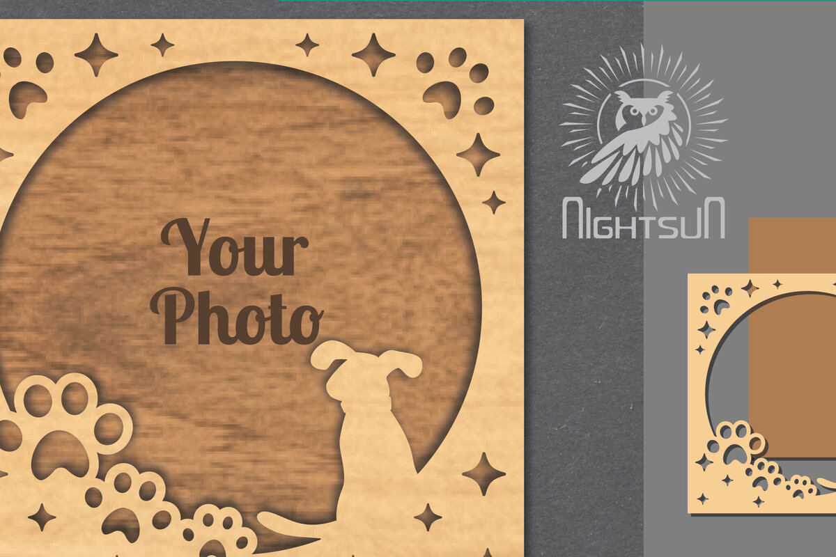 Intra απο ξύλο plywood  Χρώμα wenge 3mm-4mm πάχος - Κορνίζα φωτογραφιών κοπής με λέιζερ σκύλου 3 Δίασταση 20x25 cm INTRAFABR-31521099