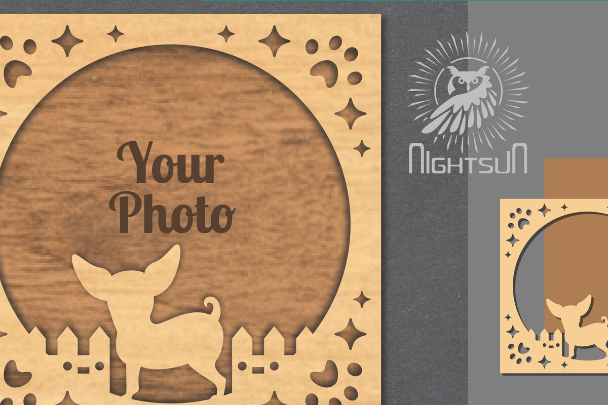 Intra απο ξύλο plywood  Χρώμα wenge 3mm-4mm πάχος - Κορνίζα φωτογραφιών κοπής με λέιζερ σκύλου 5 Δίασταση 20x25 cm INTRAFABR-89316740