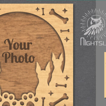 Intra απο ξύλο plywood  Χρώμα wenge 3mm-4mm πάχος - Κορνίζα φωτογραφιών κοπής με λέιζερ σκύλου 6 Δίασταση 20x25 cm INTRAFABR-122457517 - Image 1