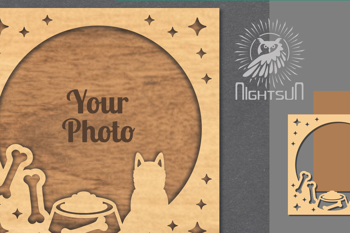 Intra απο ξύλο plywood  Χρώμα wenge 3mm-4mm πάχος - Κορνίζα φωτογραφιών κοπής με λέιζερ σκύλου 7 Δίασταση 20x25 cm INTRAFABR-122457523