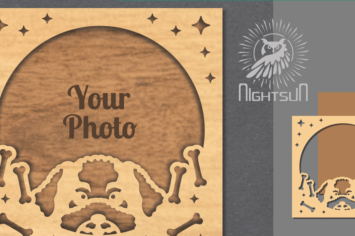 Intra απο ξύλο plywood  Χρώμα wenge 3mm-4mm πάχος - Κορνίζα φωτογραφιών με σκύλου 8 Δίασταση 20x25 cm INTRAFABR-122457528