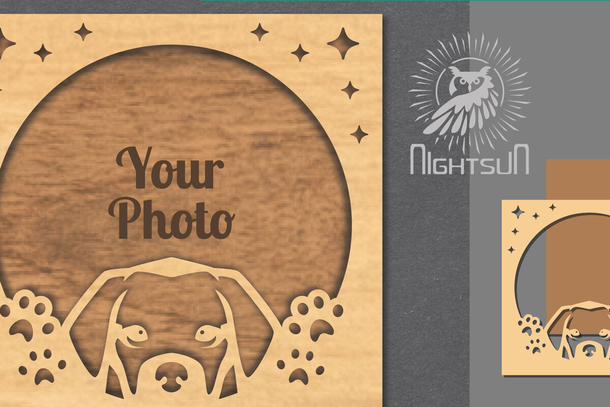 Intra απο ξύλο plywood  Χρώμα wenge 3mm-4mm πάχος - Κορνίζα φωτογραφιών κοπής με λέιζερ σκύλου 9 Δίασταση 20x25 cm INTRAFABR-122457534