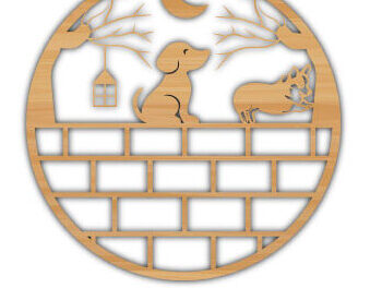 Intra απο ξύλο plywood  Χρώμα wenge 3mm-4mm πάχος - Dog Laser διακόσμηση τοίχου με λέιζερ Δίασταση 40x50 cm INTRAFABR-122457287 - Image 2