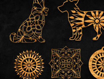 Intra απο ξύλο plywood  Χρώμα wenge 3mm-4mm πάχος - Πακέτο Dog Mandala Δίασταση 30x30 cm INTRAFABR-101963562 - Image 1