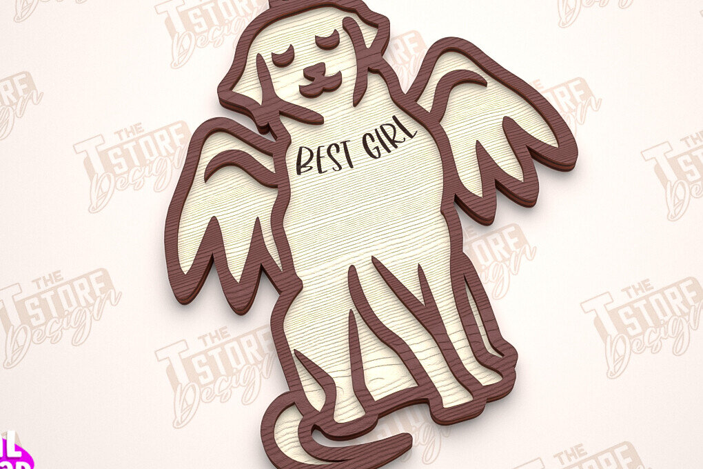 Intra απο ξύλο plywood  Χρώμα wenge 3mm-4mm πάχος - Στολίδι Μνήμης Σκύλου | Σκύλος Άγγελος | CNC Δίασταση 6x6 cm INTRAFABR-101963609