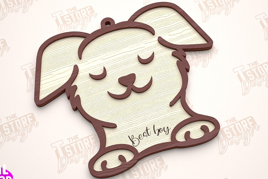 Intra απο ξύλο plywood  Χρώμα wenge 3mm-4mm πάχος - Στολίδι Μνήμης Σκύλου | Σκύλος Άγγελος | CNC Δίασταση 6x6 cm INTRAFABR-102198661