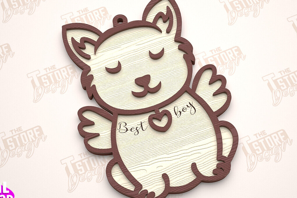 Intra απο ξύλο plywood  Χρώμα wenge 3mm-4mm πάχος - Στολίδι Μνήμης Σκύλου | Σκύλος Άγγελος | CNC Δίασταση 6x6 cm INTRAFABR-102199256