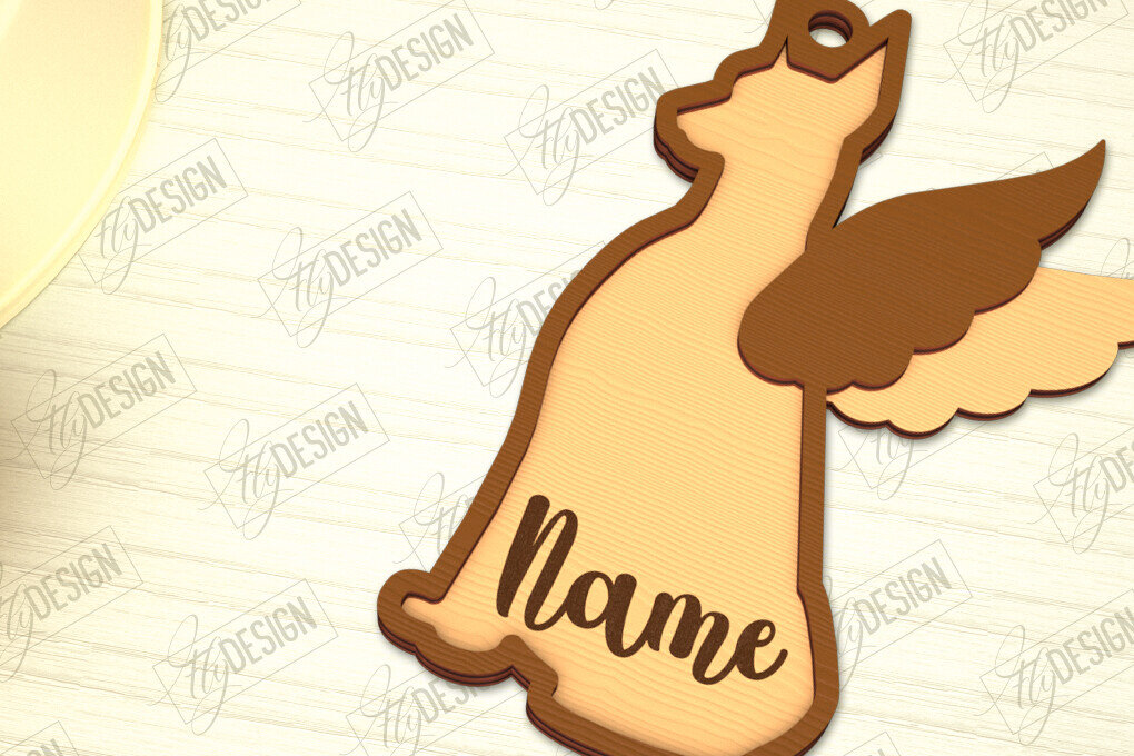 Intra απο ξύλο plywood  Χρώμα wenge 3mm-4mm πάχος - Στολίδι Μνήμης Σκύλου | Φτερά Αγγέλου |CNC Δίασταση 6x6 cm INTRAFABR-102190466