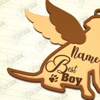 Intra απο ξύλο plywood  Χρώμα wenge 3mm-4mm πάχος - Στολίδι Μνήμης Σκύλου | Φτερά Αγγέλου |CNC Δίασταση 6x6 cm INTRAFABR-120218041 - Image 1