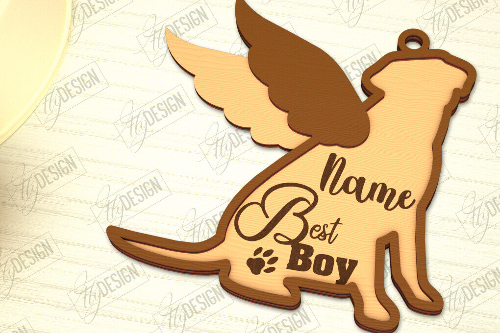 Intra απο ξύλο plywood  Χρώμα wenge 3mm-4mm πάχος - Στολίδι Μνήμης Σκύλου | Φτερά Αγγέλου |CNC Δίασταση 6x6 cm INTRAFABR-120218041