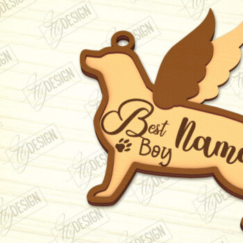 Intra απο ξύλο plywood  Χρώμα wenge 3mm-4mm πάχος - Στολίδι Μνήμης Σκύλου | Φτερά Αγγέλου |CNC Δίασταση 6x6 cm INTRAFABR-120218042 - Image 1