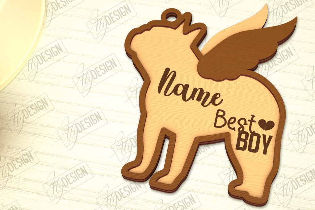 Intra απο ξύλο plywood  Χρώμα wenge 3mm-4mm πάχος - Στολίδι Μνήμης Σκύλου | Φτερά Αγγέλου |CNC Δίασταση 6x6 cm INTRAFABR-120218047