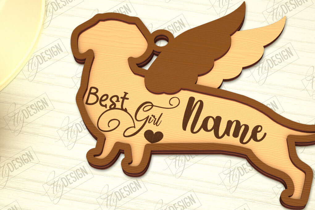 Intra απο ξύλο plywood  Χρώμα wenge 3mm-4mm πάχος - Στολίδι Μνήμης Σκύλου | Φτερά Αγγέλου |CNC Δίασταση 6x6 cm INTRAFABR-33560803